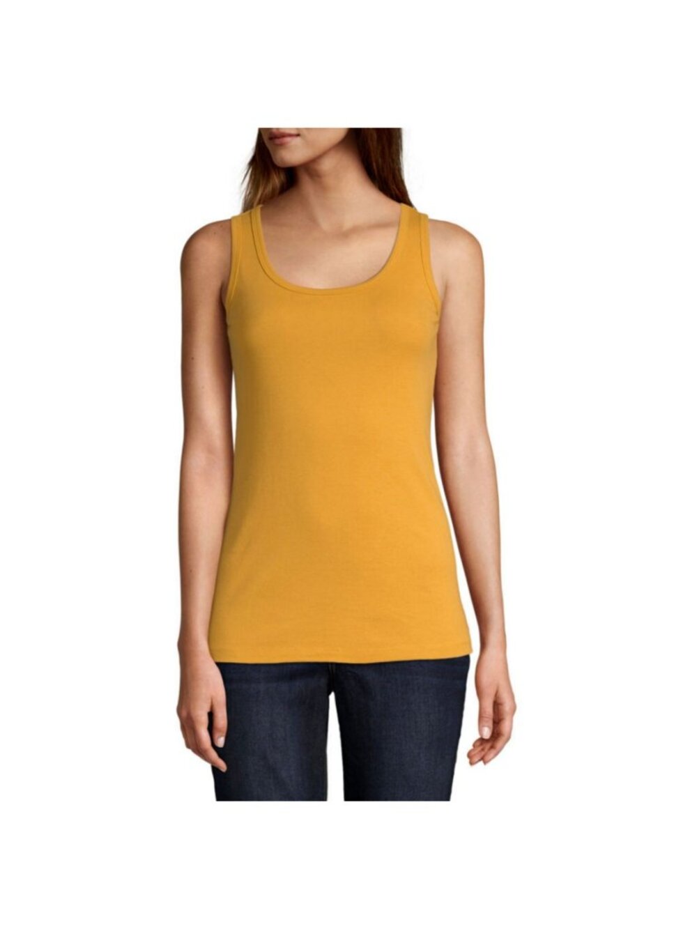 St Johns Bay Womens Scoop Neck Tank Top Shirt Gold Yellow Cotton Casual Medium